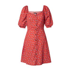 Boohoo Letní šaty 'Floral Square Neck Mini Dress'  červená