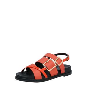 Shoe The Bear Páskové sandály 'JOY MULTI STRAP L'  černá / oranžově červená