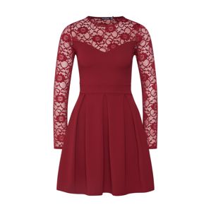 Boohoo Šaty 'Lace Insert Long Sleeve Skater Dress'  červená