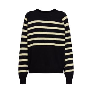 NA-KD Mikina 'striped knitted sweater'  pastelově žlutá / černá