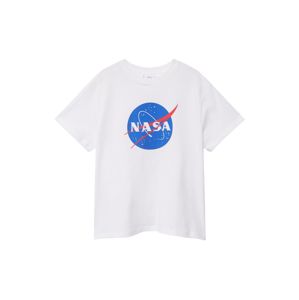 MANGO KIDS Tričko 'NASA'  bílá / královská modrá / světle červená