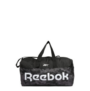 REEBOK Sportovní taška  černá / bílá / tmavě šedá / šedá