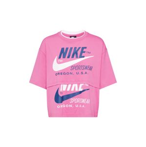 Nike Sportswear Tričko  pink / modrá / bílá