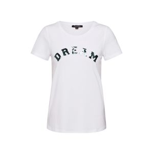 MORE & MORE Tričko 'Embellished Wording Shirt Active'  bílá / tmavě zelená
