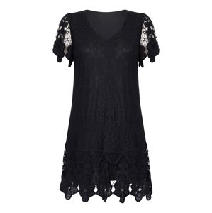 Mela London Koktejlové šaty 'V NECK BORDER LACE DRESS'  černá