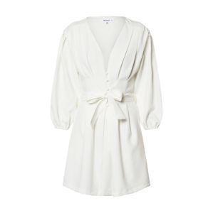 Missguided Letní šaty 'Plunge Self Button Belted Mini Dress'  bílá