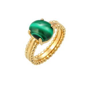 ELLI PREMIUM Prsten  zlatá / tmavě zelená