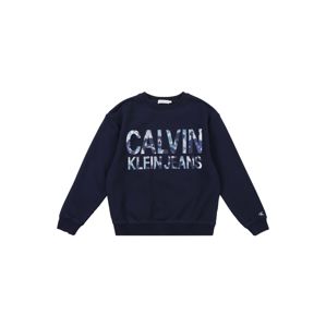 Calvin Klein Jeans Mikina 'FLORAL LOGO OVERSIZE'  námořnická modř