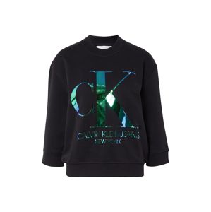 Calvin Klein Mikina 'IRIDESCENT MONOGRAM CREW NECK'  černá / modrá