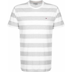 Tommy Jeans Tričko ' Bold Stripe '  bílá / šedý melír