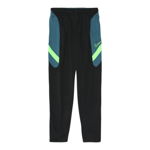 NIKE Sportovní kalhoty 'Academy'  černá / svítivě zelená / kouřově modrá