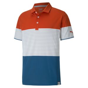 PUMA Funkční tričko 'Taylor'  nebeská modř / bílá / šedá / oranžová