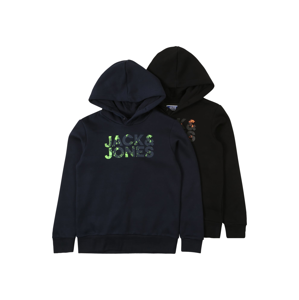 Jack & Jones Junior Mikina 'SPLASH'  černá / námořnická modř / svítivě zelená / svítivě oranžová